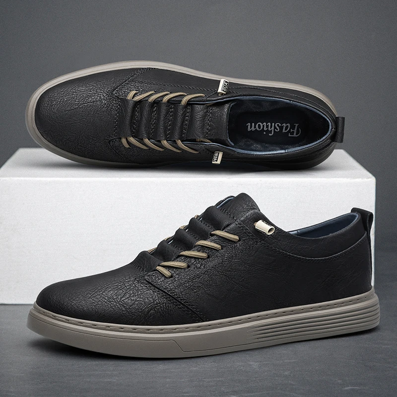 Brand Designer Men's Genuine Leather Casual Shoes Big Size: 36-47 Black Outdoor Oxford Shoes High-quality Business Sports Shoes