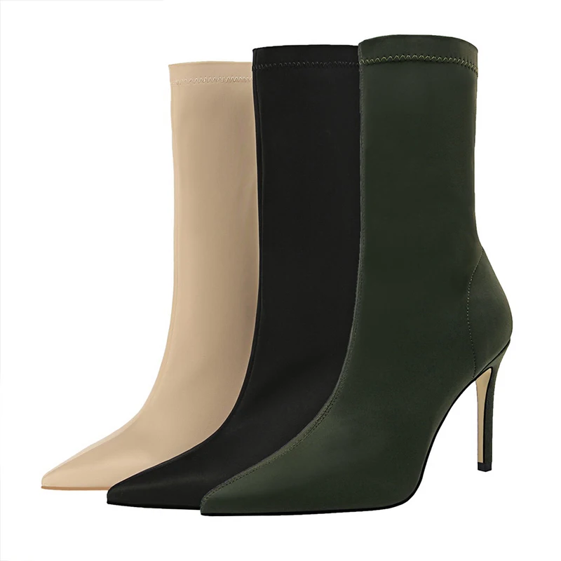 BIGTREE Shoes Women Boots Fashion Ankle Boots Pointed Toe Stretch Boots Autumn Stiletto Socks Boots High Heels Ladies Shoes 2026