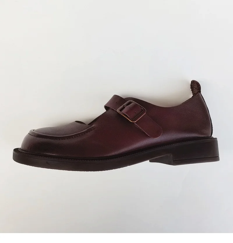 Careaymade-Genuine Leather British big head leather shoes women's breathable non slip original handmade soft sole single shoes