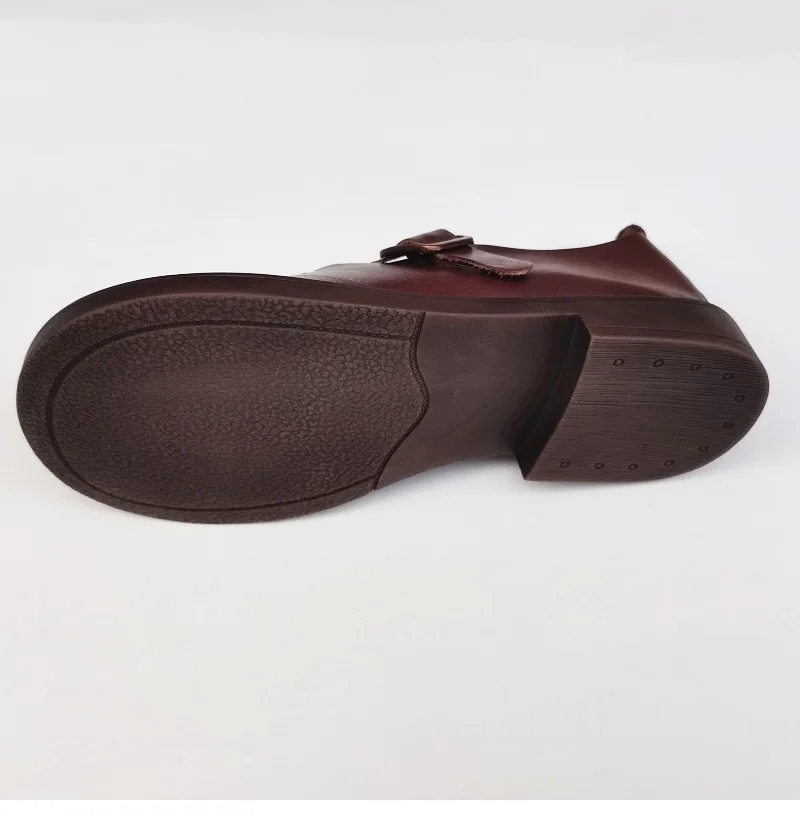 Careaymade-Genuine Leather British big head leather shoes women's breathable non slip original handmade soft sole single shoes