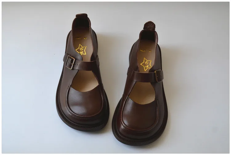 Careaymade-Genuine Leather British big head leather shoes women's breathable non slip original handmade soft sole single shoes