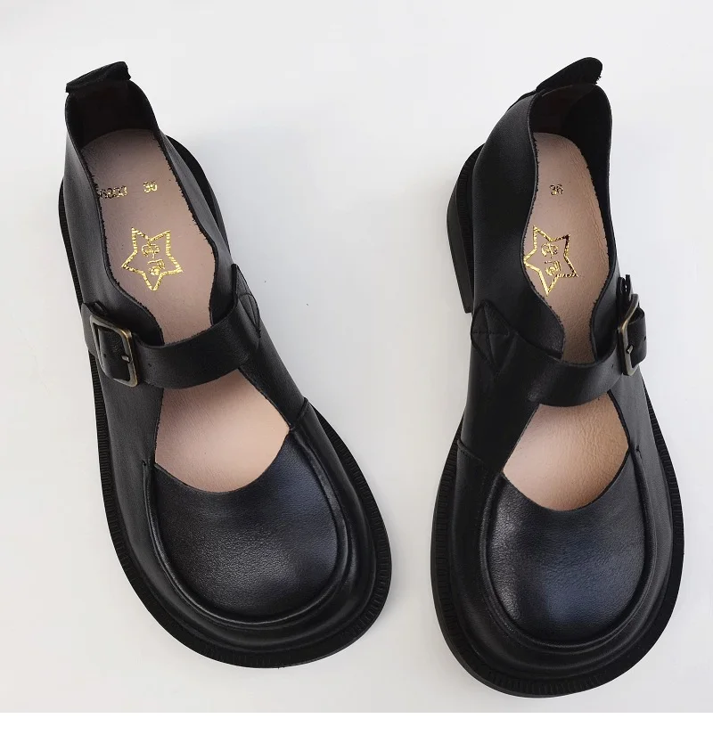 Careaymade-Genuine Leather British big head leather shoes women's breathable non slip original handmade soft sole single shoes