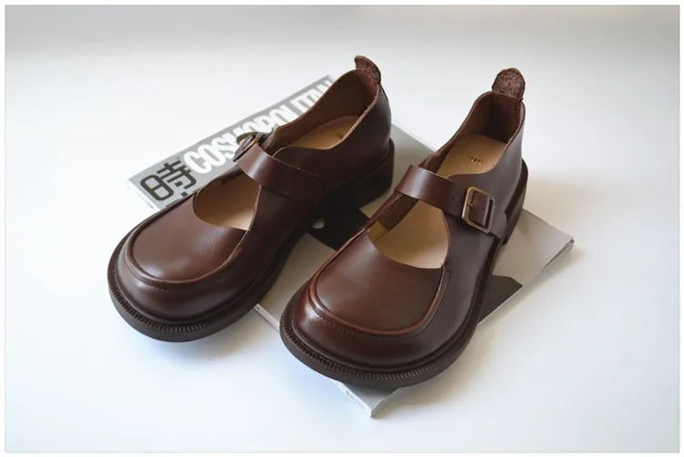 Careaymade-Genuine Leather British big head leather shoes women's breathable non slip original handmade soft sole single shoes