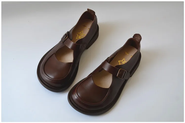 Careaymade-Genuine Leather British big head leather shoes women's breathable non slip original handmade soft sole single shoes