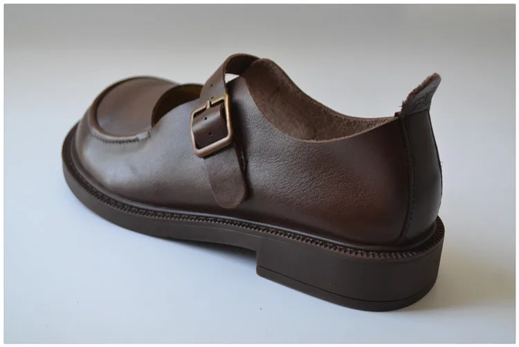 Careaymade-Genuine Leather British big head leather shoes women's breathable non slip original handmade soft sole single shoes