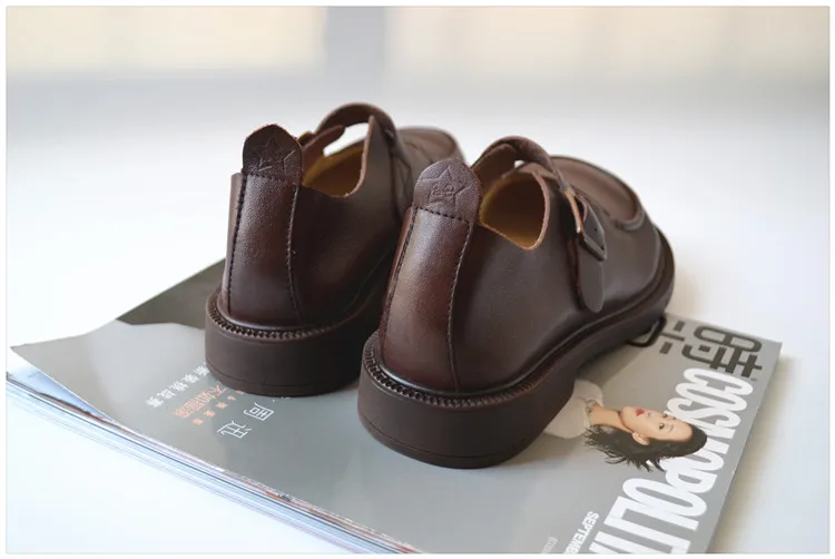 Careaymade-Genuine Leather British big head leather shoes women's breathable non slip original handmade soft sole single shoes