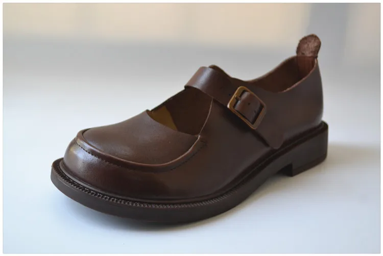 Careaymade-Genuine Leather British big head leather shoes women's breathable non slip original handmade soft sole single shoes
