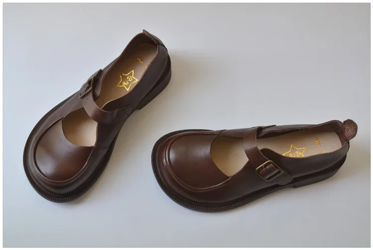 Careaymade-Genuine Leather British big head leather shoes women's breathable non slip original handmade soft sole single shoes