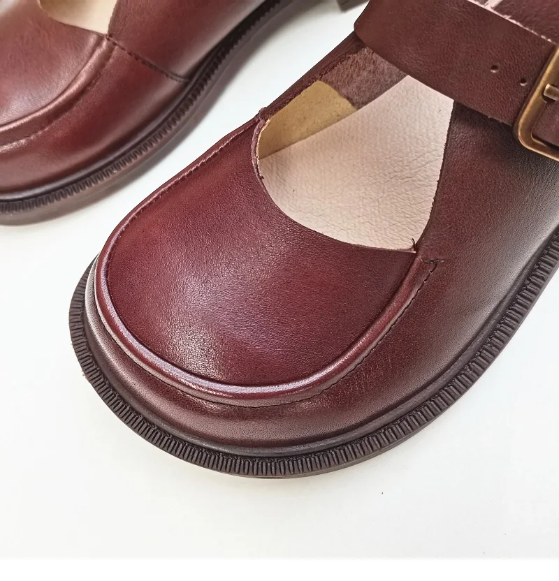 Careaymade-Genuine Leather British big head leather shoes women's breathable non slip original handmade soft sole single shoes