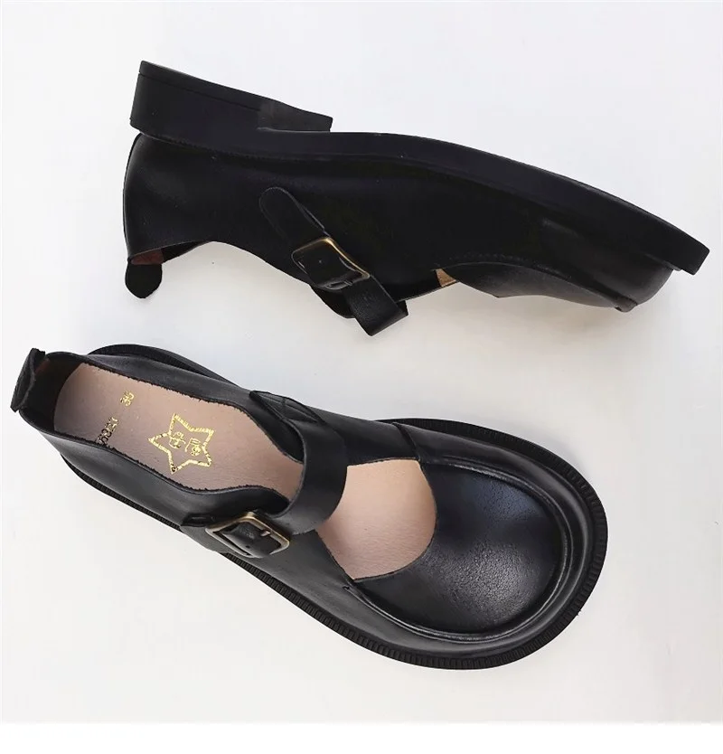 Careaymade-Genuine Leather British big head leather shoes women's breathable non slip original handmade soft sole single shoes