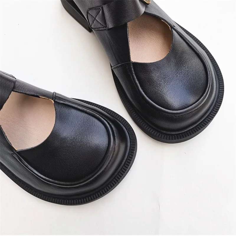 Careaymade-Genuine Leather British big head leather shoes women's breathable non slip original handmade soft sole single shoes