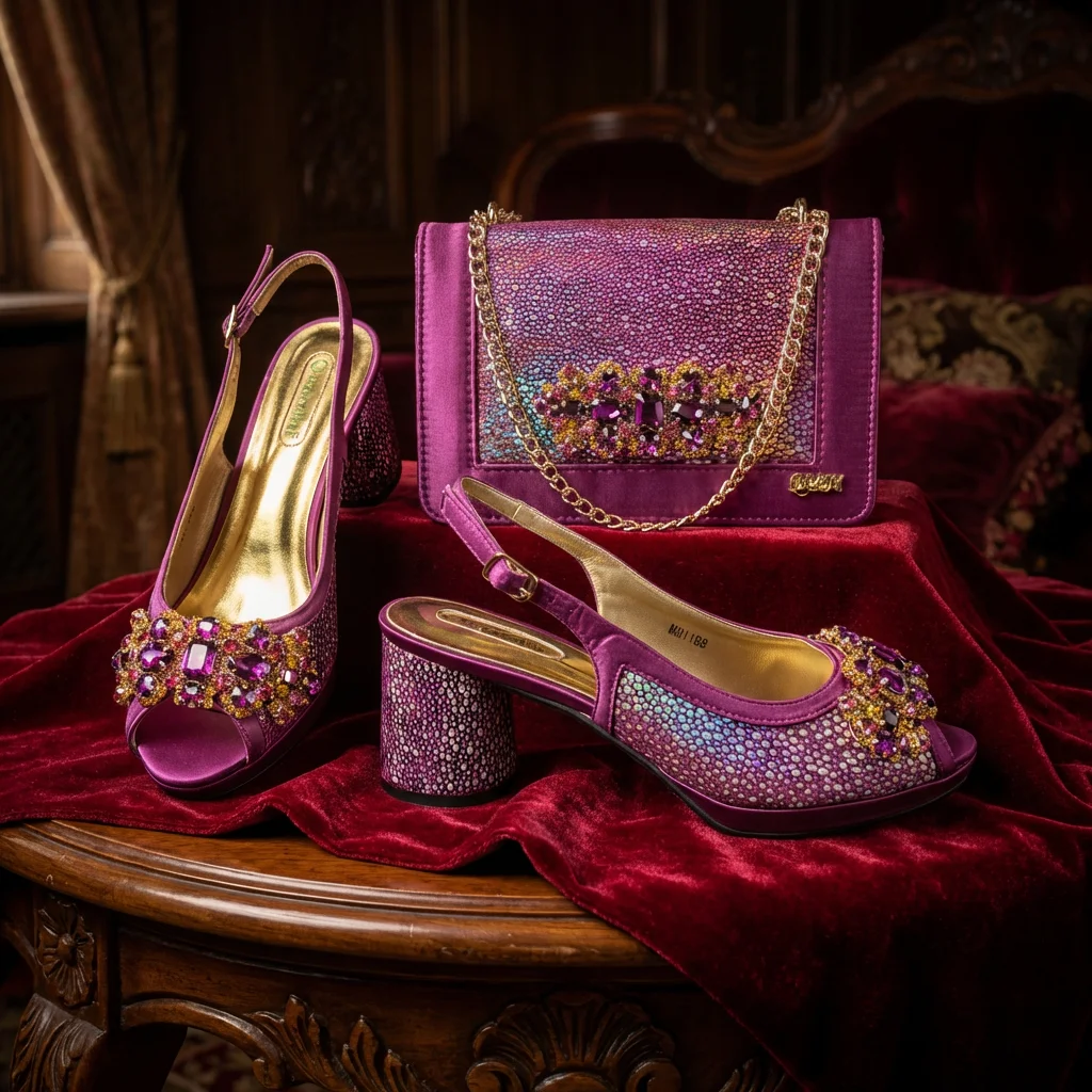2026 New Green Elegant Women's High Heels Shoes & Bag Set Rhinestone-Embellished Designer Shoes Perfect for Special Occasionss