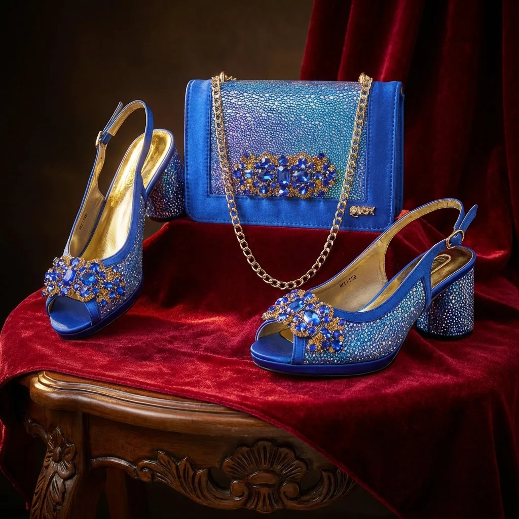 2026 New Green Elegant Women's High Heels Shoes & Bag Set Rhinestone-Embellished Designer Shoes Perfect for Special Occasionss