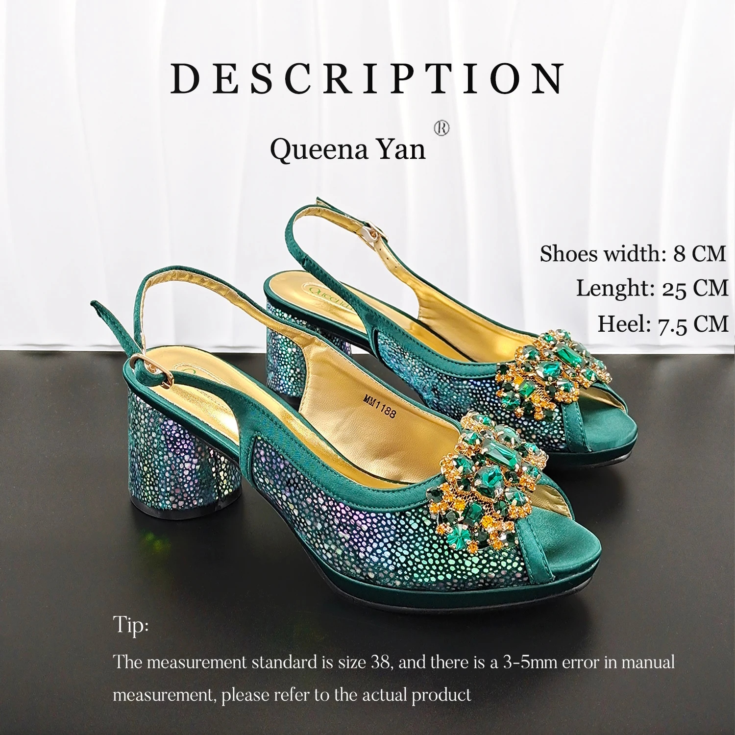 2026 New Green Elegant Women's High Heels Shoes & Bag Set Rhinestone-Embellished Designer Shoes Perfect for Special Occasionss