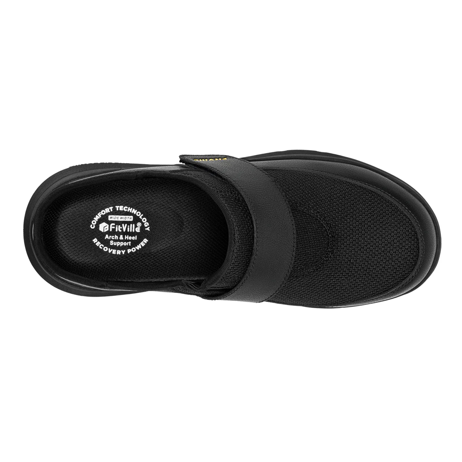 FitVille Wide Slippers For Men Slip-On Mules Clogs For Swollen Feet Adjustable Strap Indoors Lightweight Walking Shoes