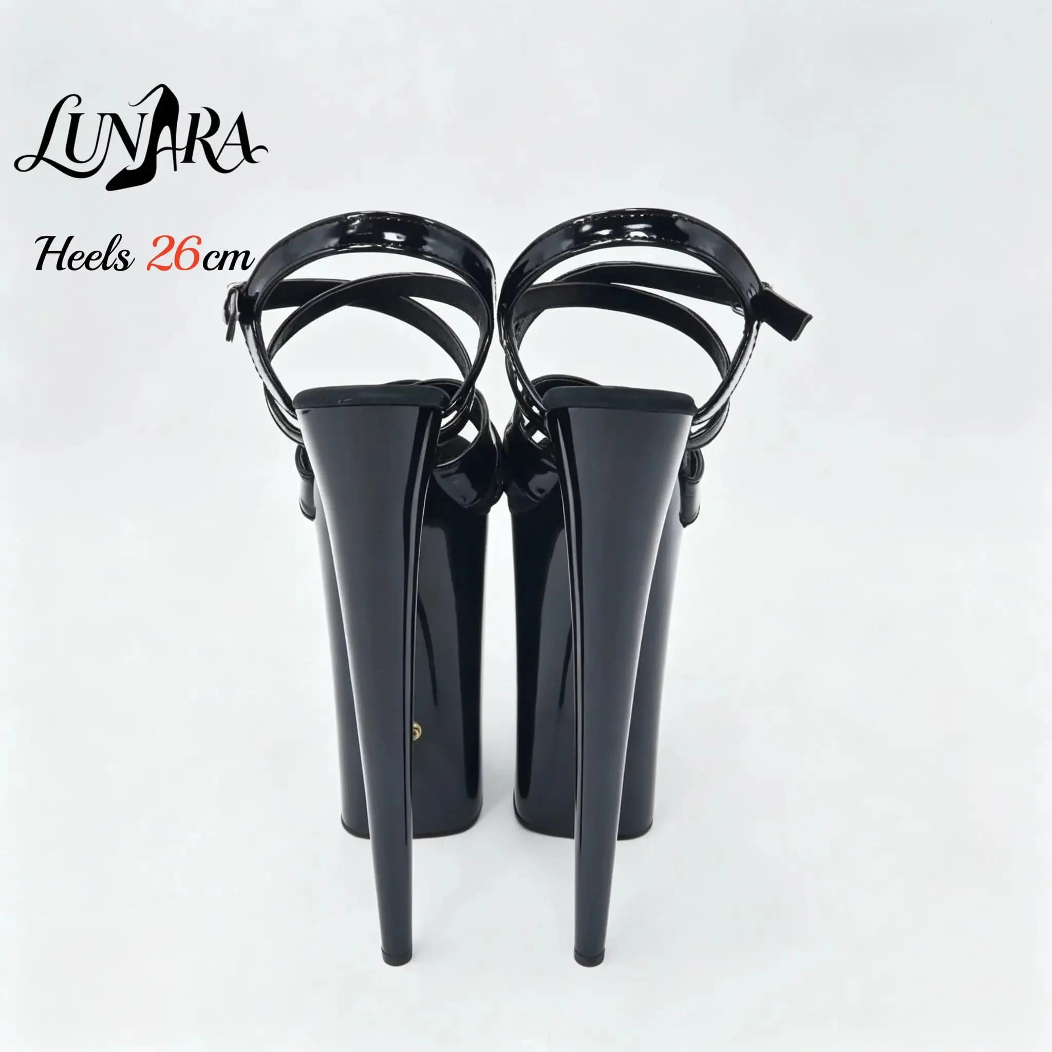 Womens 26cm/10Inch Black Patent Strappy Buckle Open Toe Platform Extreme Stiletto Sandal Stripper Shoe Pole Dance Club Rave
