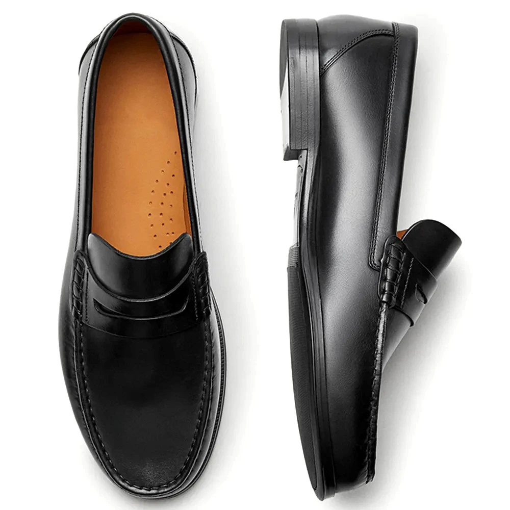 Men's Calf Leather Loafers Breathable Slip-On Casual Moccasins Cowhide Shoes Comfortable Fashion Footwear for Everyday Use