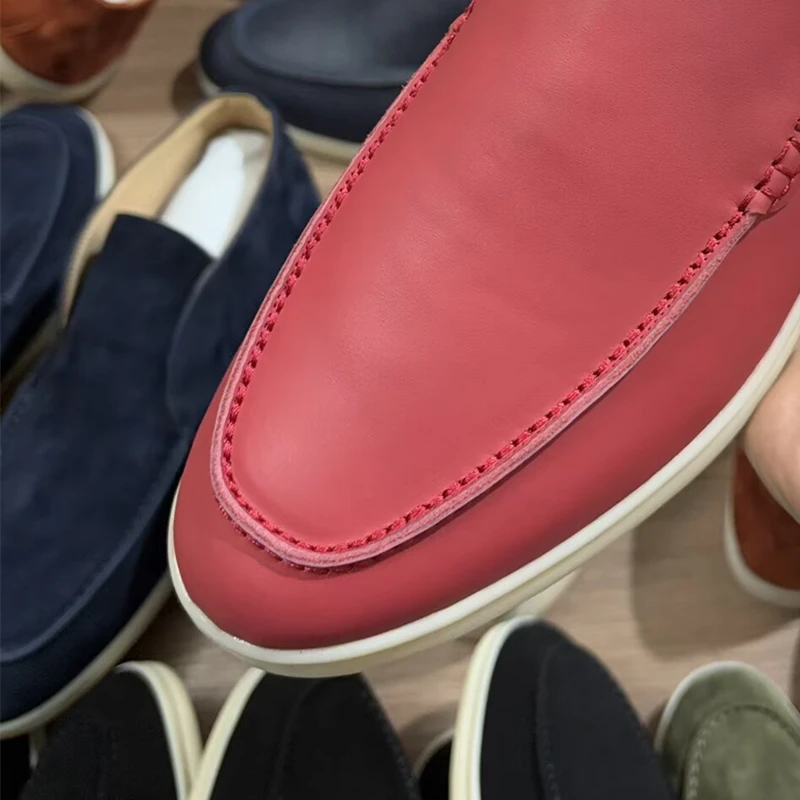men All genuine leather Walking men's tassel loafers shoes summer Sheepskin Suede Colorful Loafers Casual