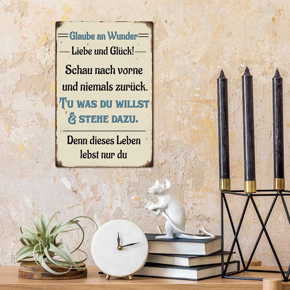 Putuo Decor 1pc of German Retro Metal Tin Sign, Be Suitable for Family Farmhouse Living Room Wall Art Decorations, Gifts