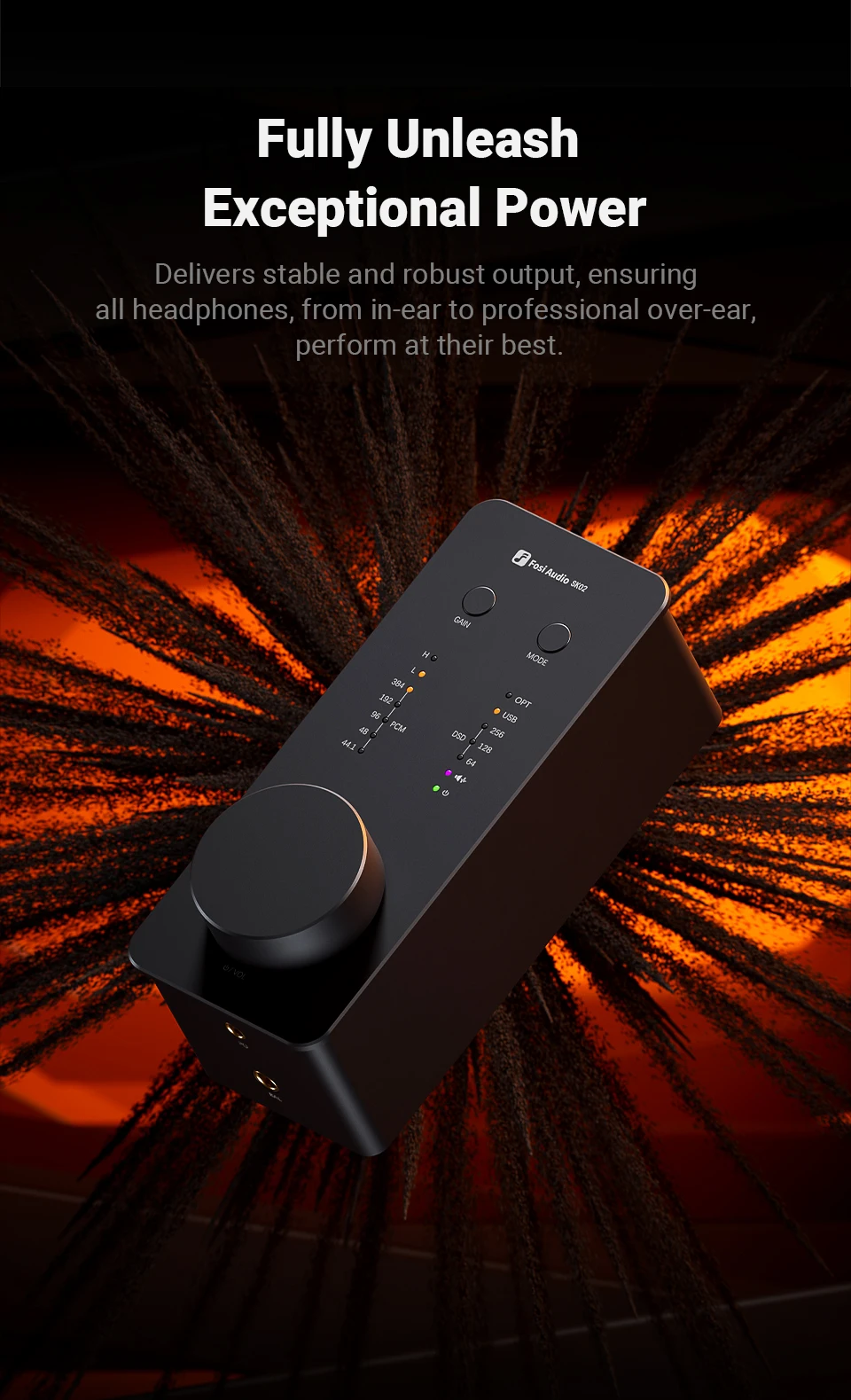 Fosi Audio SK02 DAC Headphone Amplifier Preamp Support DSD 256 PCM For 3.5MM & 4.4MM Balanced Headphone