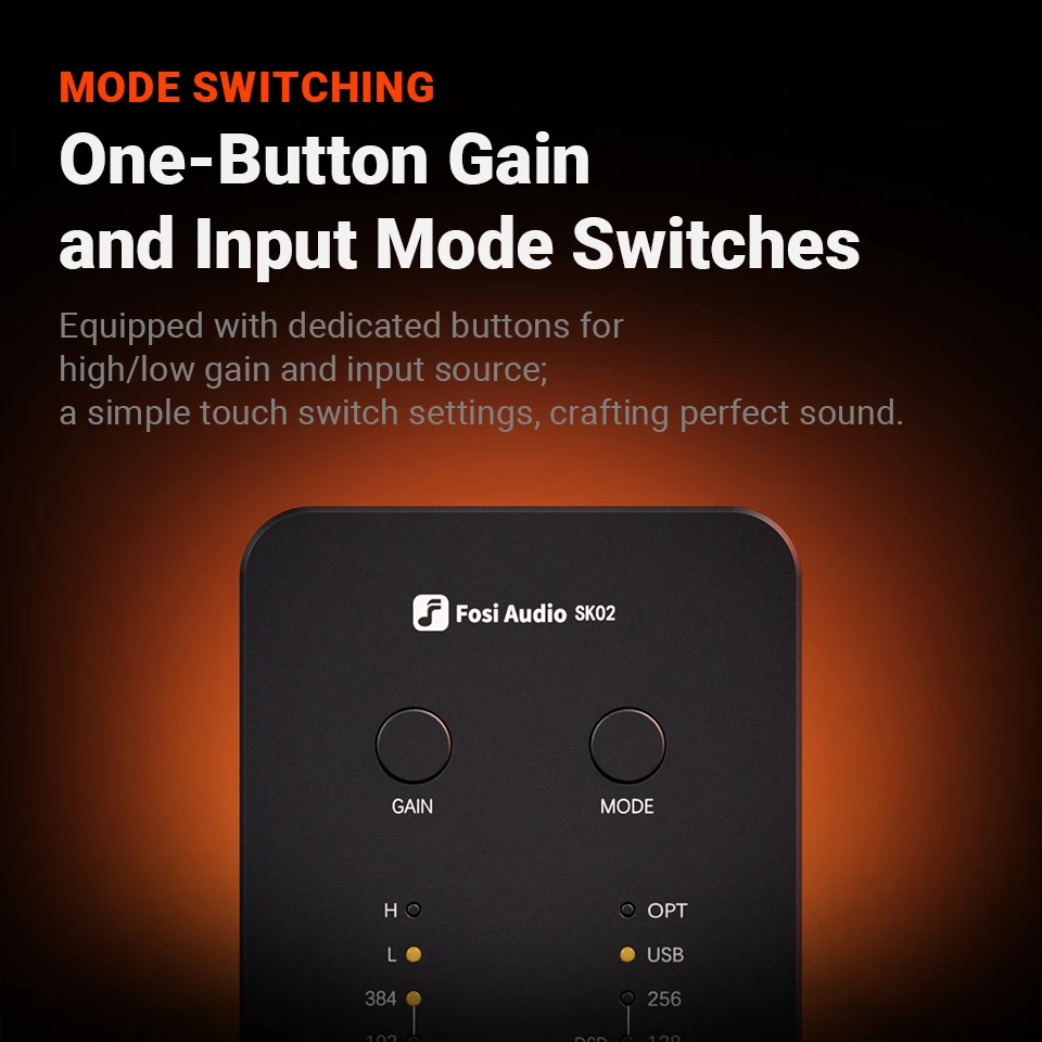Fosi Audio SK02 DAC Headphone Amplifier Preamp Support DSD 256 PCM For 3.5MM & 4.4MM Balanced Headphone