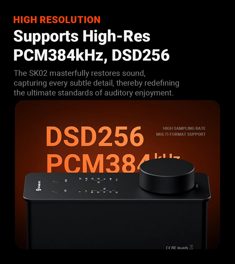 Fosi Audio SK02 DAC Headphone Amplifier Preamp Support DSD 256 PCM For 3.5MM & 4.4MM Balanced Headphone