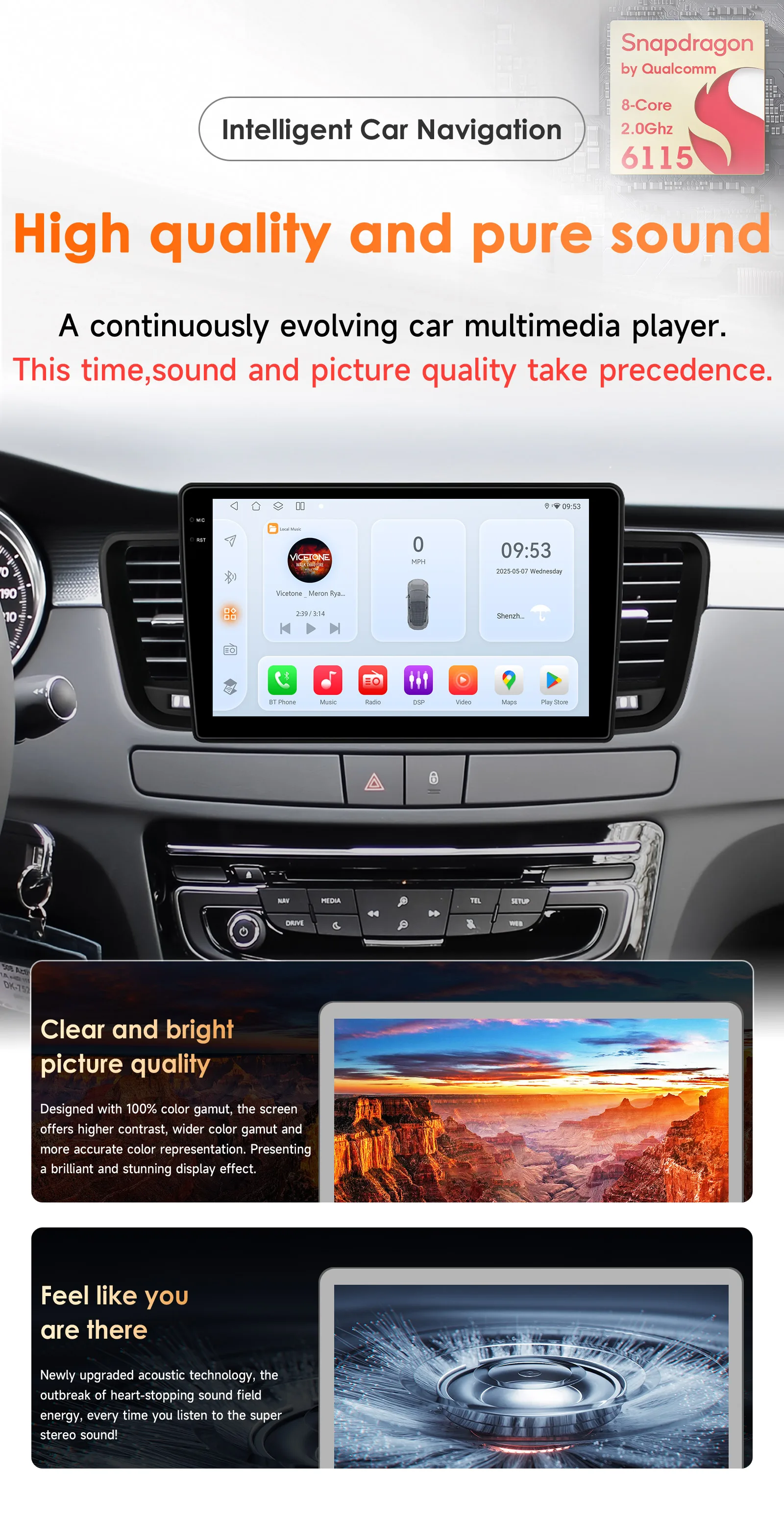 Hizpo 2Din 9inch Android Car Radio for Peugeot 508 508SW 2011 - 2018 CarPlay Android Auto RDS DSP GPS Navigation Snapdragon 6115