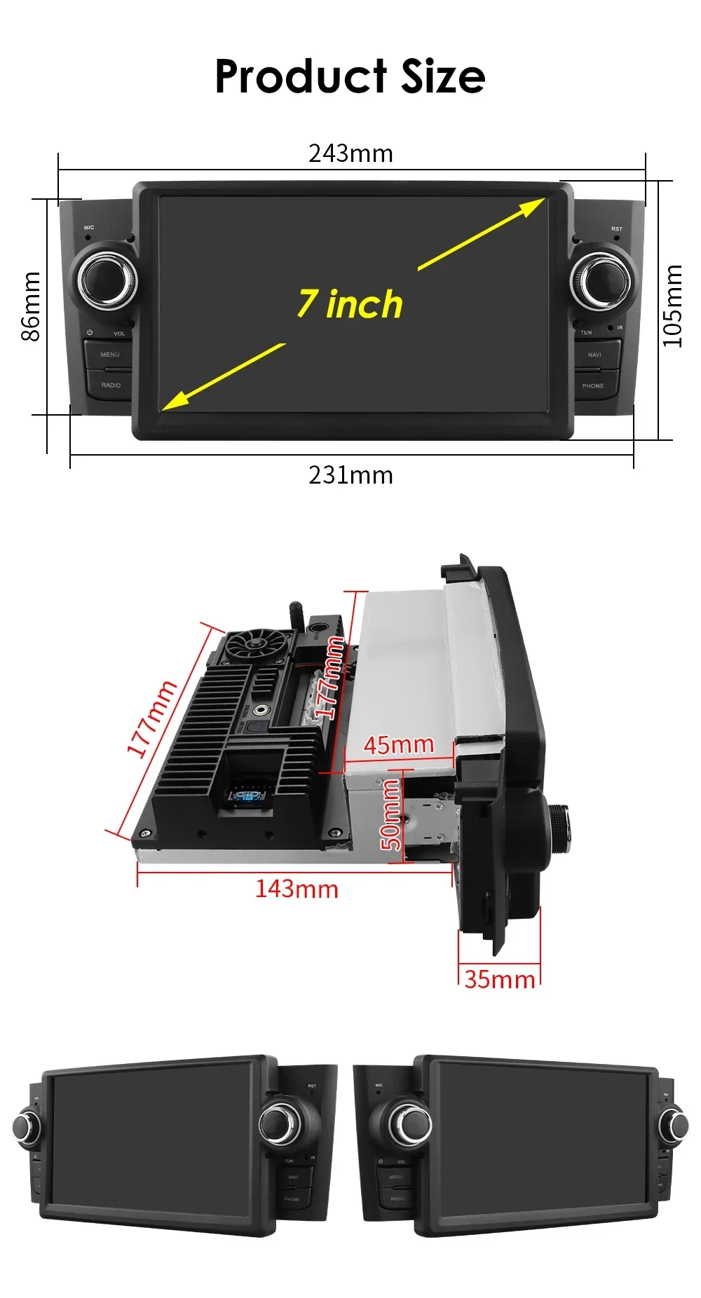Hizpo 2Din 7Inch CarPlay Android Auto Car Radio for Fiat Grande Punto Linea 2007 - 2012 UI7862 Multimedia RDS DSP GPS 4G BT SWC
