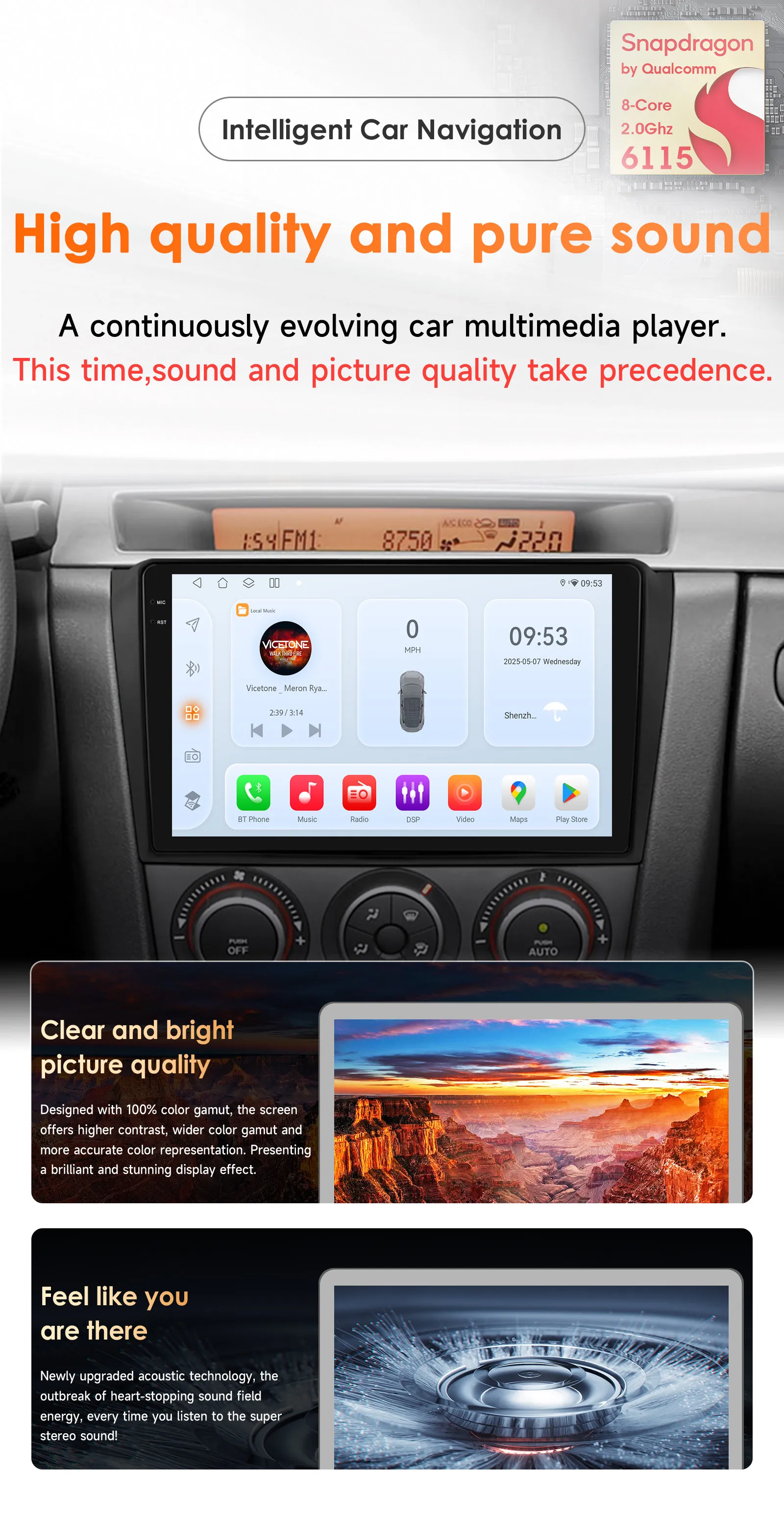9" Hizpo 2Din CarPlay Android Auto Car Radio for Mazda 3 2004 - 2009 Snapdragon 6115 Headunit GPS Navi 4G BT RDS DSP SWC 360°CAM