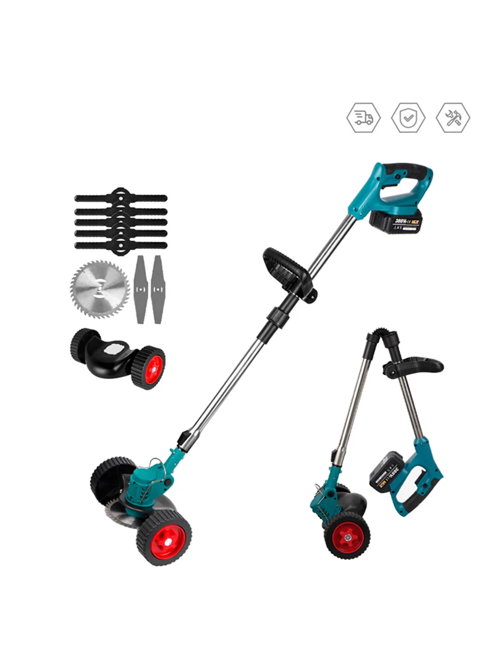 Electric Lawn Mower 12000RPM Foldable Length Adjustable Cordless Grass Trimmer Cutter Weed Garden Tool For Makita Battery