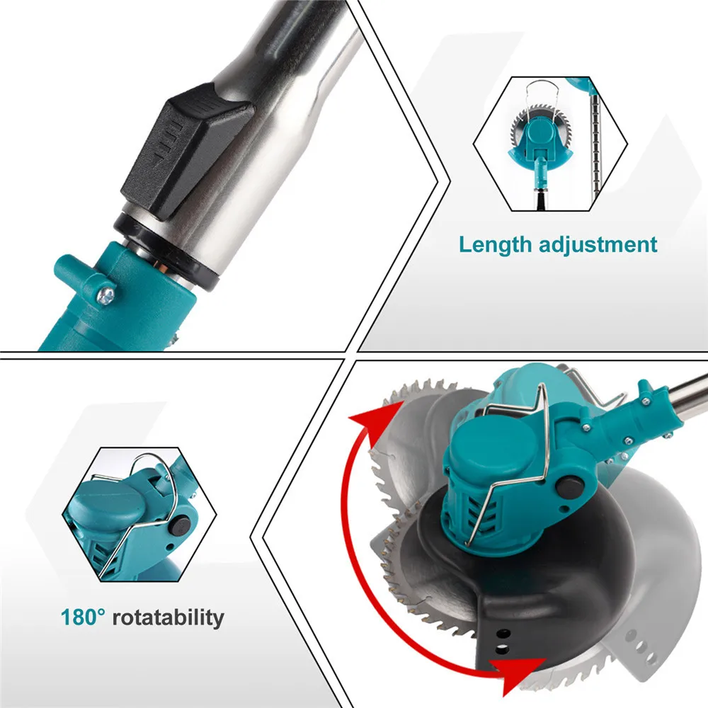 Electric Lawn Mower 12000RPM Foldable Length Adjustable Cordless Grass Trimmer Cutter Weed Garden Tool For Makita Battery
