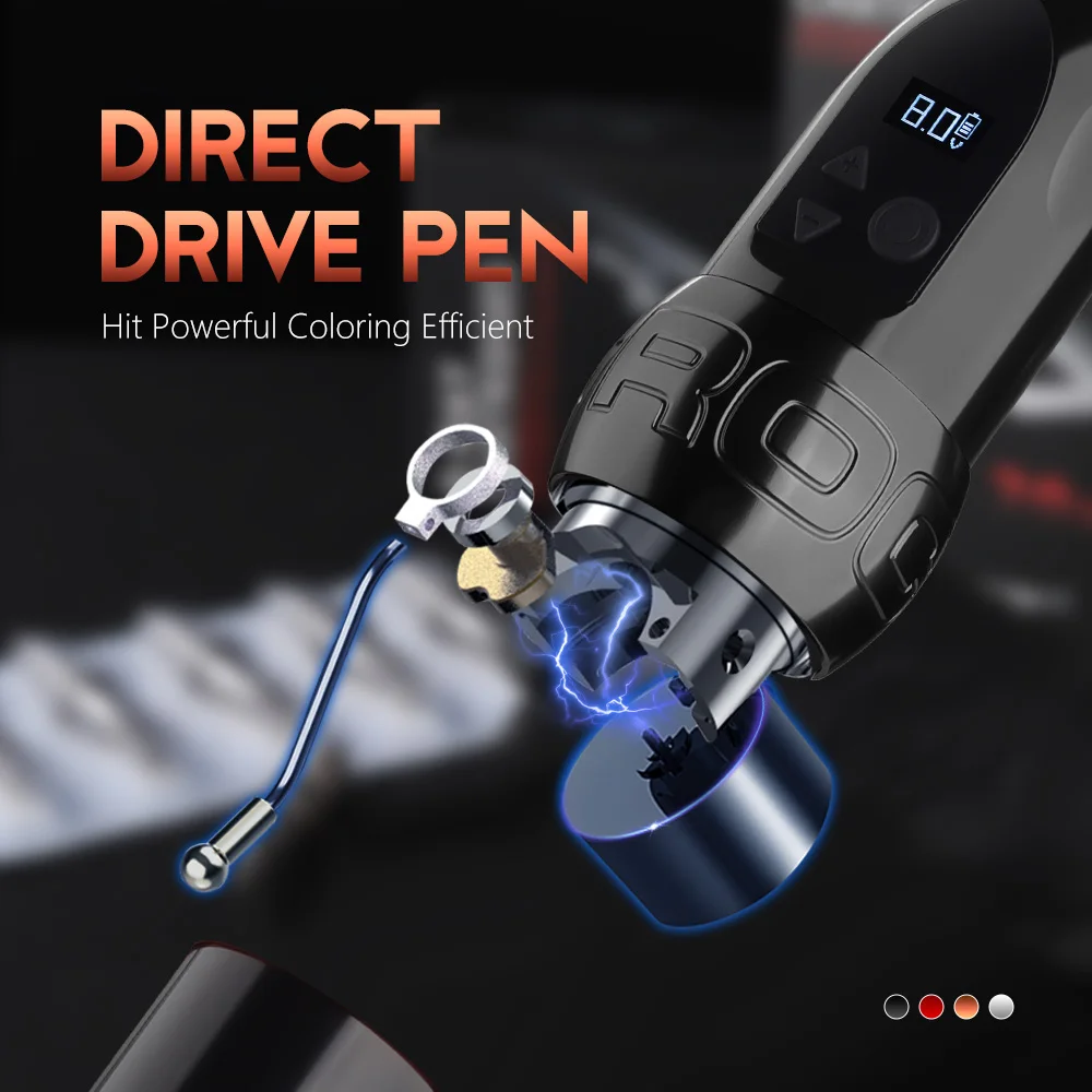 Kiss of Dragon Rocket Wireless Tattoo Machine Pen Gun Rotary Battery Strong Coreless Motor LCD Digital Display for Artist Body