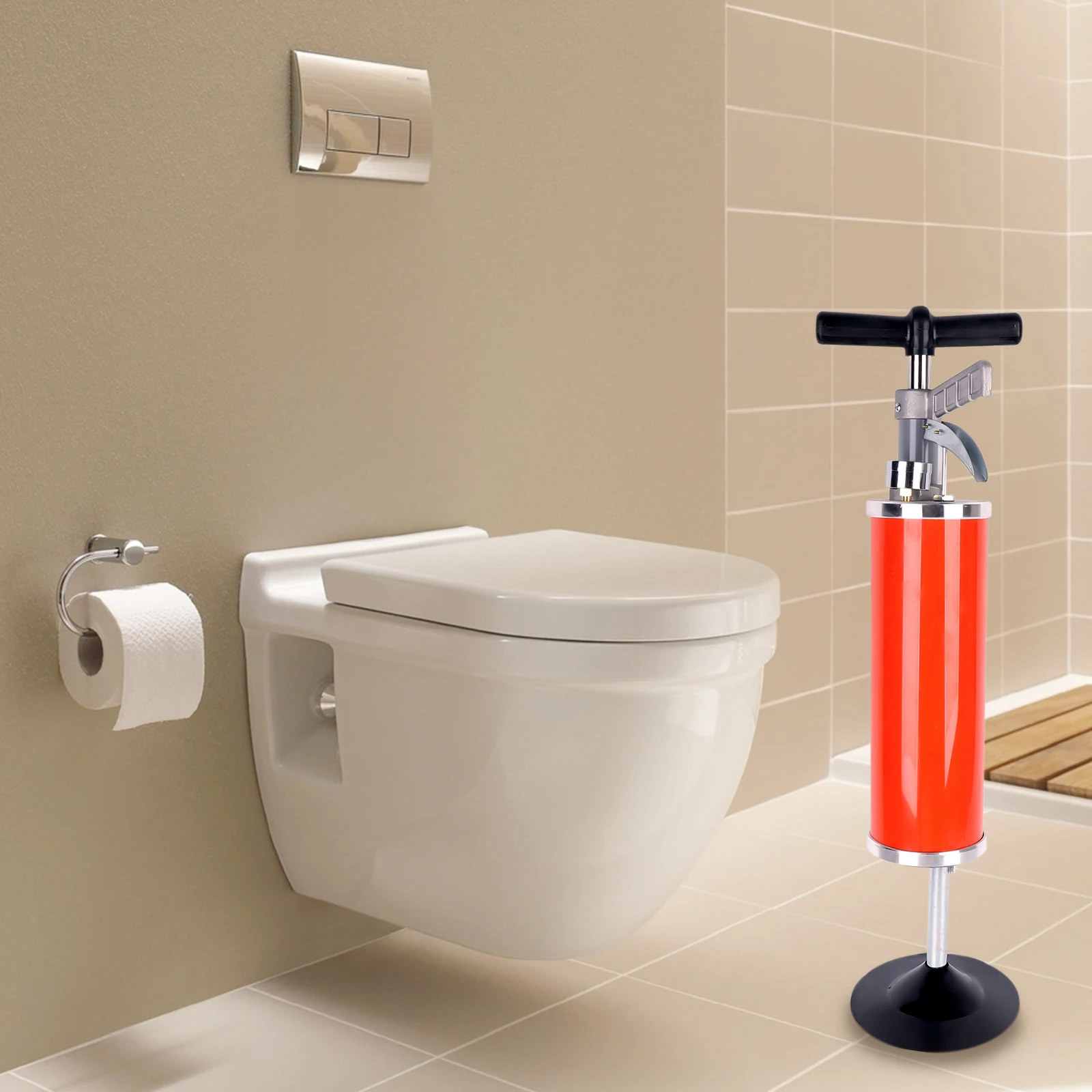 Portable High Pressure Toilet Plunger Manual Sink Plunger Air Drain Blaster Pump 4" Drain Cleaning Tool