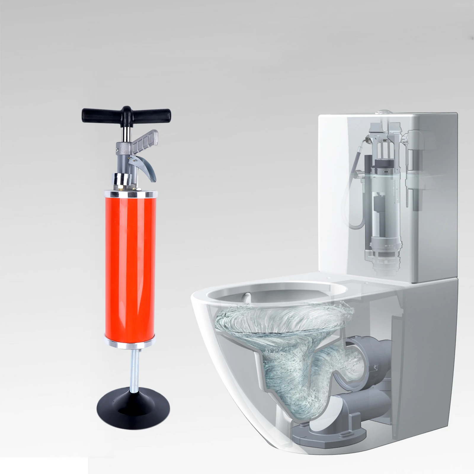 Portable High Pressure Toilet Plunger Manual Sink Plunger Air Drain Blaster Pump 4" Drain Cleaning Tool