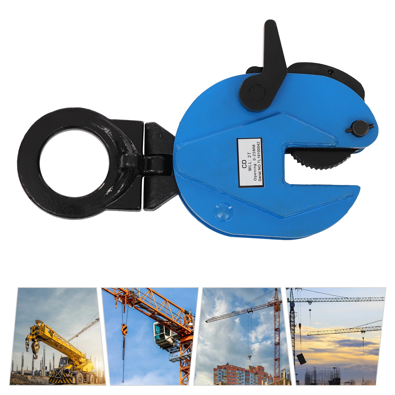 2T/4409.25lbs Vertical Plate Clamp Steel Plate Lifting Jaw Opening Up for Lifting and Transporting Grip Range 0-25mm/0-0.98in