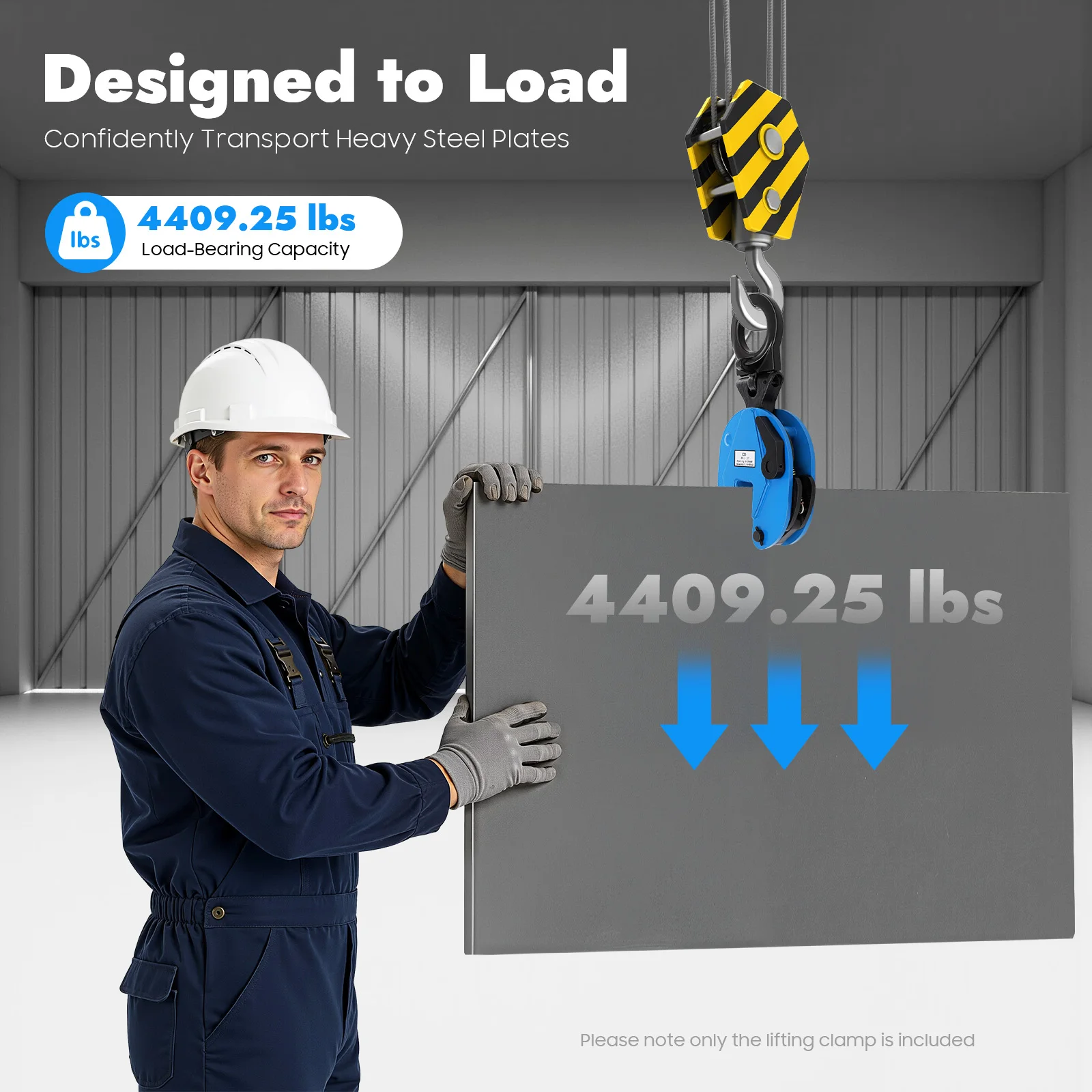 2T/4409.25lbs Vertical Plate Clamp Steel Plate Lifting Jaw Opening Up for Lifting and Transporting Grip Range 0-25mm/0-0.98in