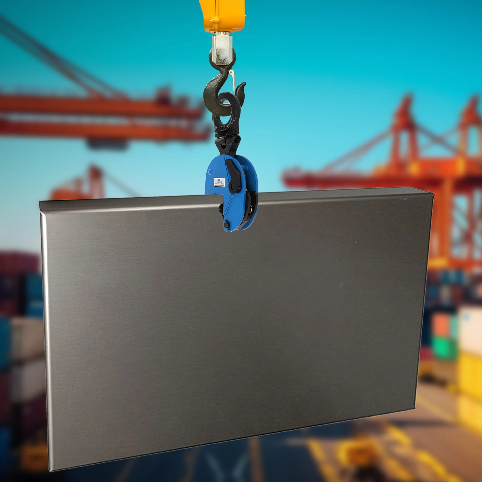 2T/4409.25lbs Vertical Plate Clamp Steel Plate Lifting Jaw Opening Up for Lifting and Transporting Grip Range 0-25mm/0-0.98in