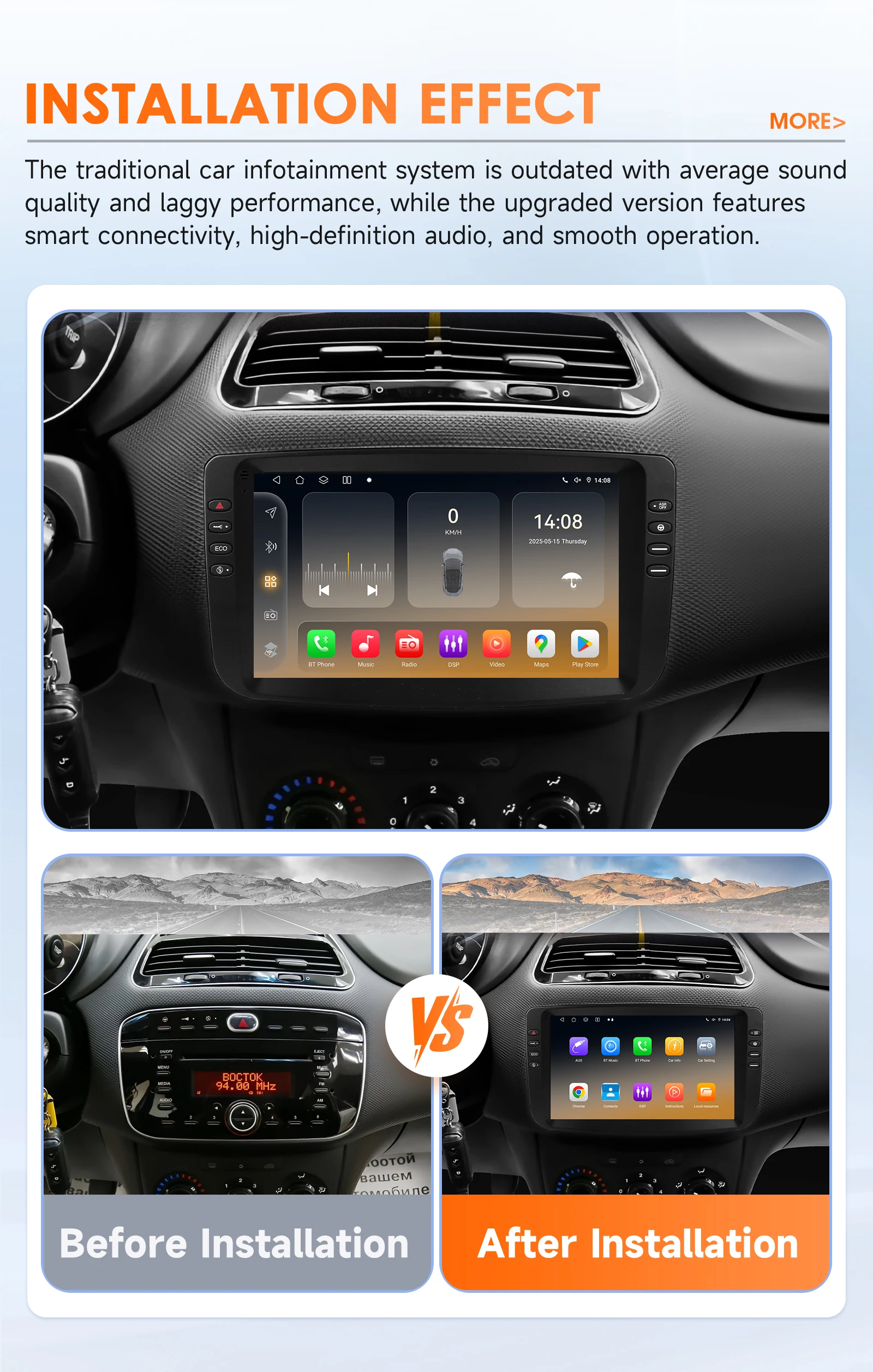 9" Hizpo 2Din Android14 Car Radio for Fiat Linea Punto EVO 2012 - 2015 Auto CarPlay 4G BT DSP RDS SWC Snapdragon 6115 Headunit