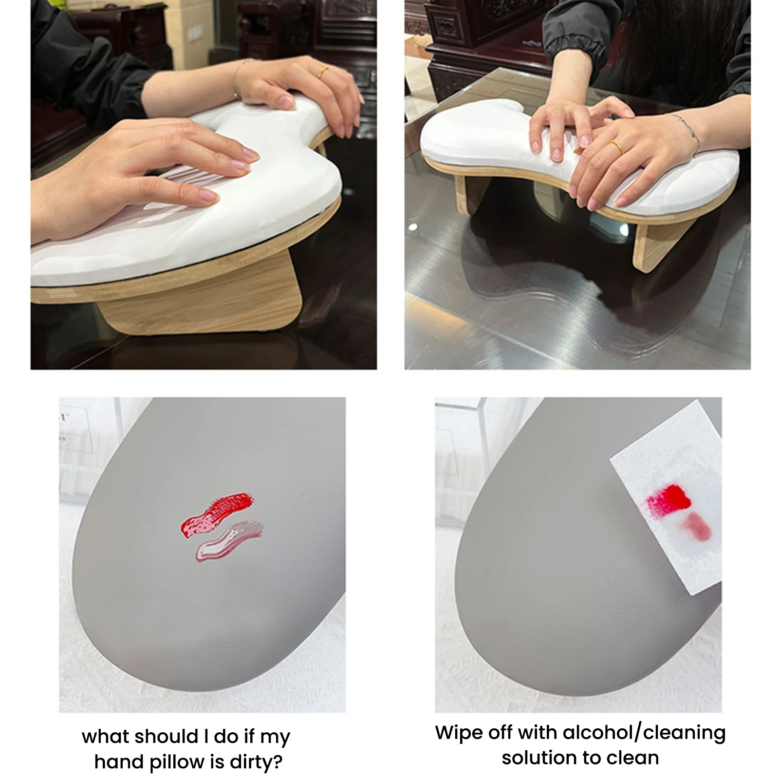 Two Hands Nail Art Hand Pillow Portable Removable Stand "U" Design Manicure Stand Hand Pillow PU Material Hand Pillow Cushion