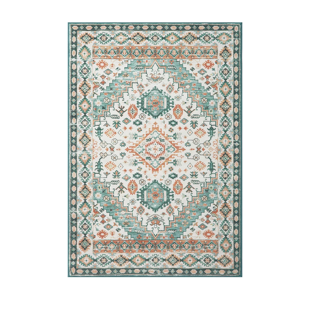 1.2x1.7m Vintage Rug Large Area Rug Non-Slip Non-Shedding Indoor Floor Rugs Low Pile Thin Rug for Bedroom Living Room Home Decor