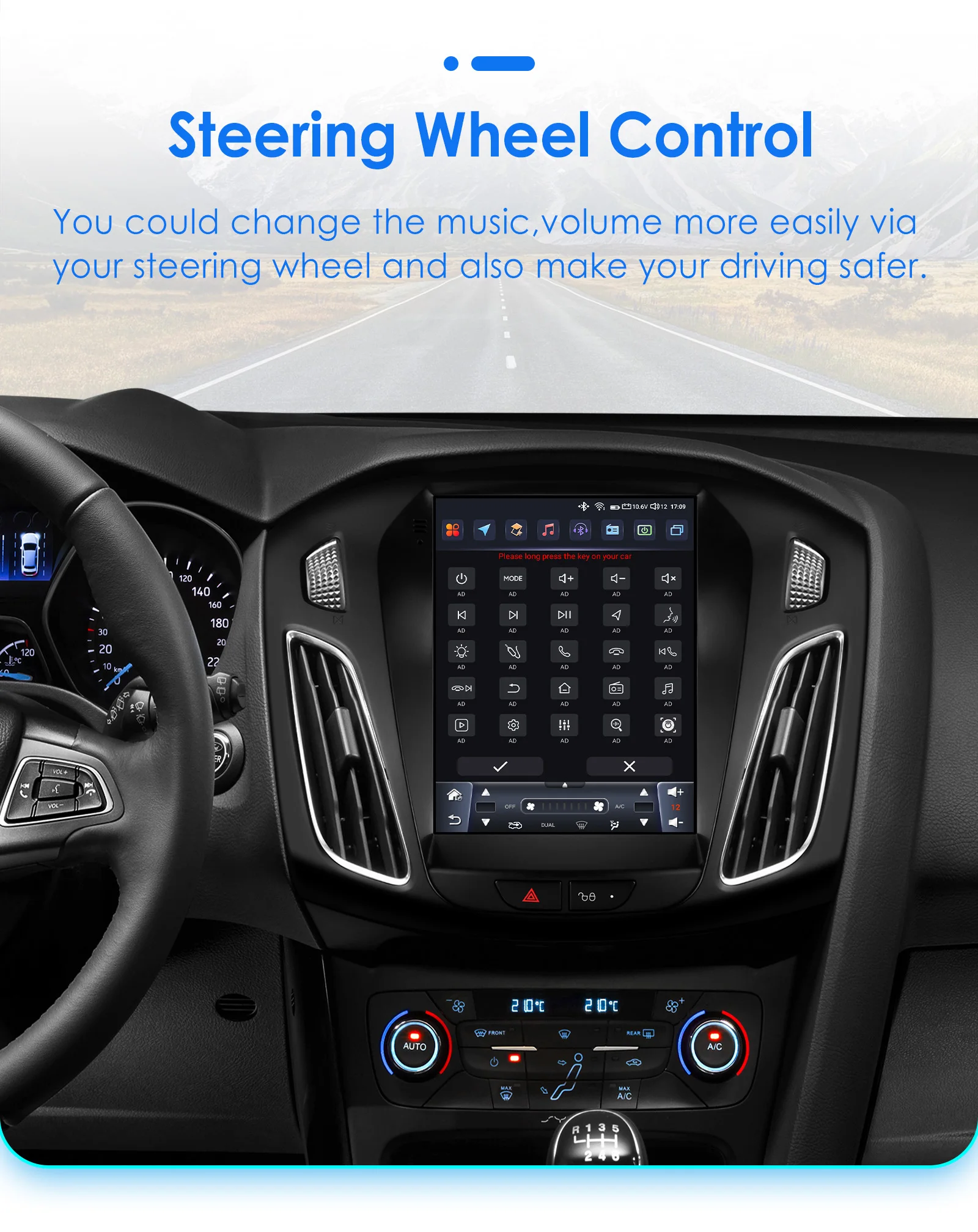 OSSURET 9.7inch 2 DIN Android 13 Car Radio for Ford Focus 3 MK 3 2011-2019 Multimedia Stereo Vertical Screen Carplay 360Camera