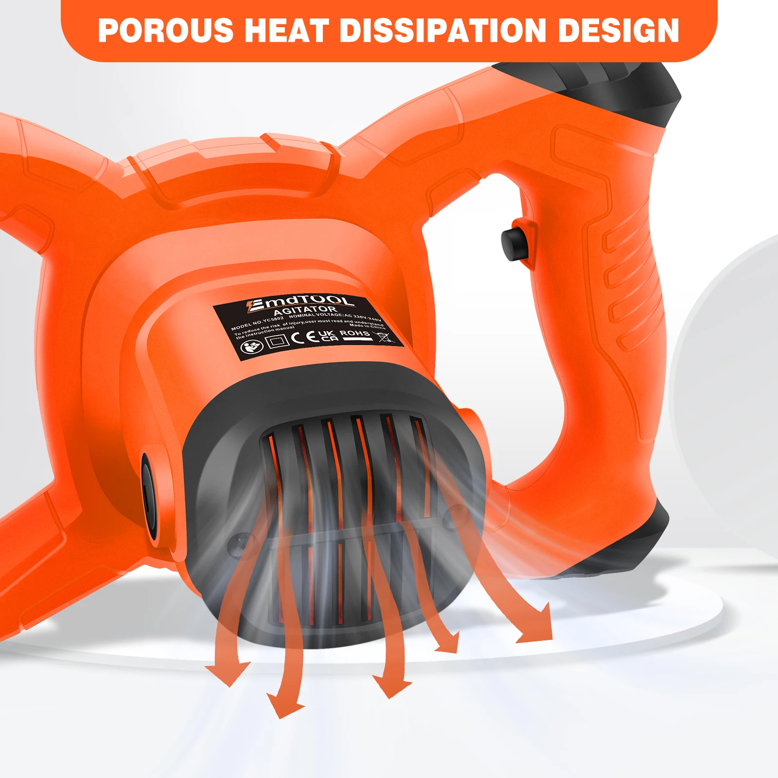 2600W Electric Concrete Mixer Paddle Plaster Mixer for Mortar Grouts Paint Cement 6 Speed with 2m Cable M14
