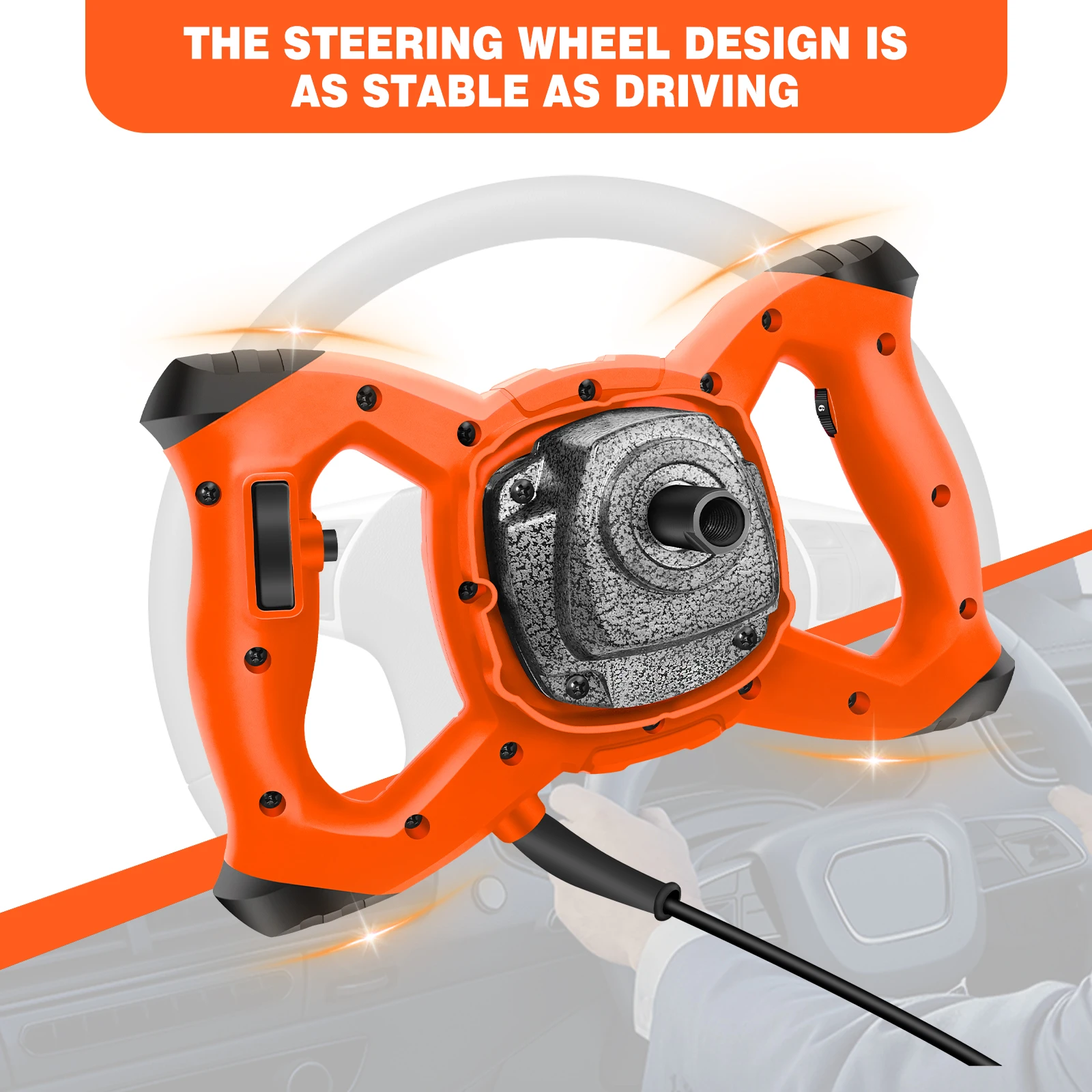2600W Electric Concrete Mixer Paddle Plaster Mixer for Mortar Grouts Paint Cement 6 Speed with 2m Cable M14