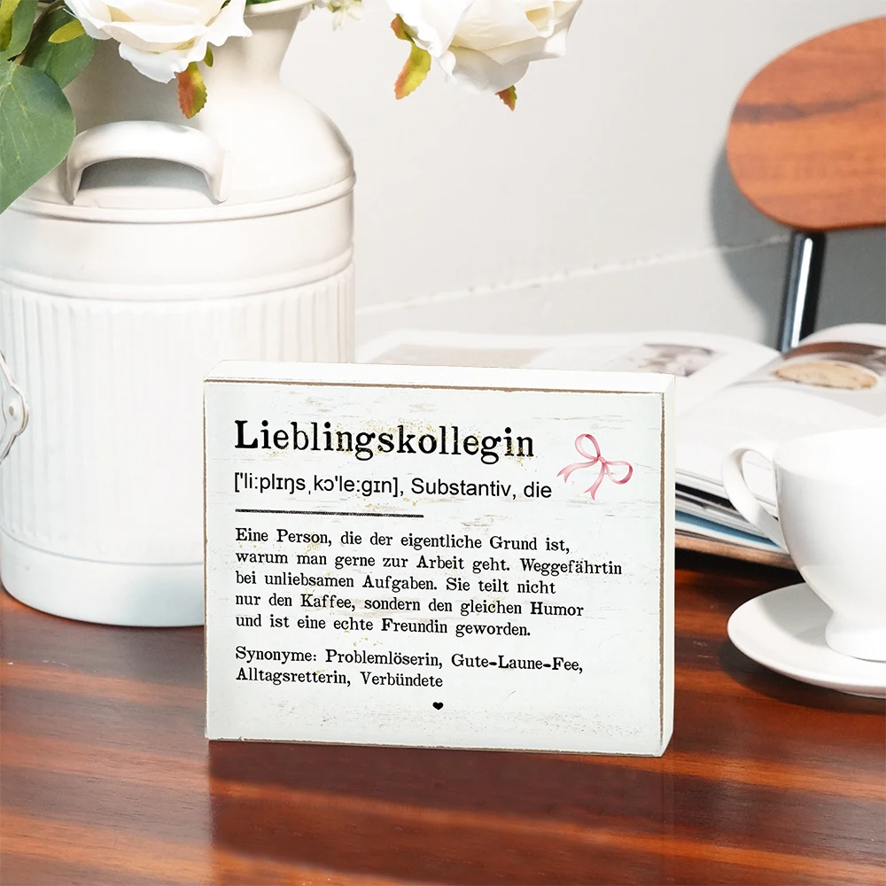 Putuo Decor German White Box Wooden Sign, Lieblingskollegin ['li:Plɪŋsˌkɔle:Gɪn], Substantiv, Die, Desk Decor for Home Office