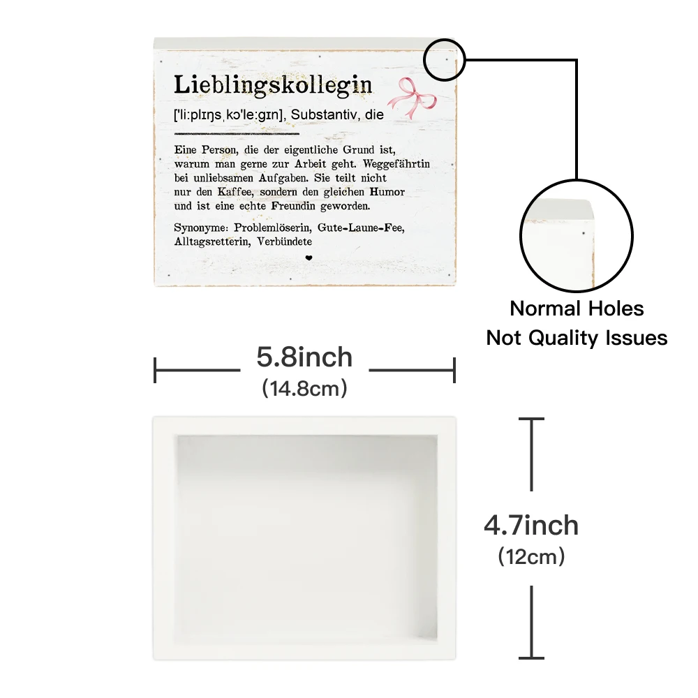 Putuo Decor German White Box Wooden Sign, Lieblingskollegin ['li:Plɪŋsˌkɔle:Gɪn], Substantiv, Die, Desk Decor for Home Office
