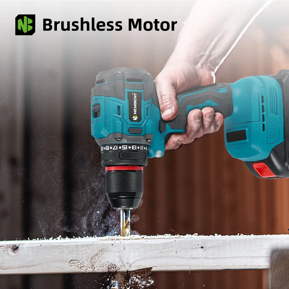 NEWBENY 10MM 3000W Brushless Electric Drill 21+2 Torque Cordless Multi-Screwdriver Home Power Tools Sets For Makita Battery Pin