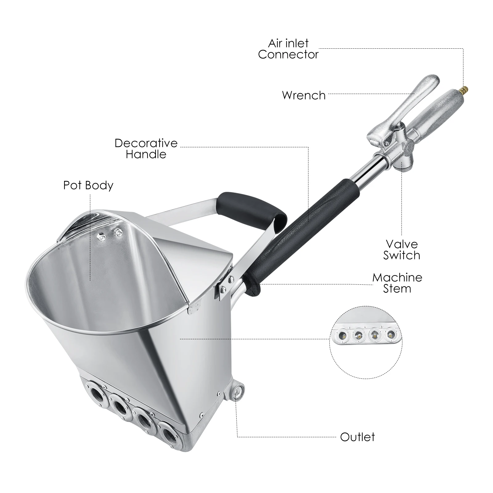 Mortar Spray Gun, Cement Mortar Spray Gun, Wall Spray Gun, 4-Nozzle Cement Mortar Spray Gun, Coated Mortar Spray Gun