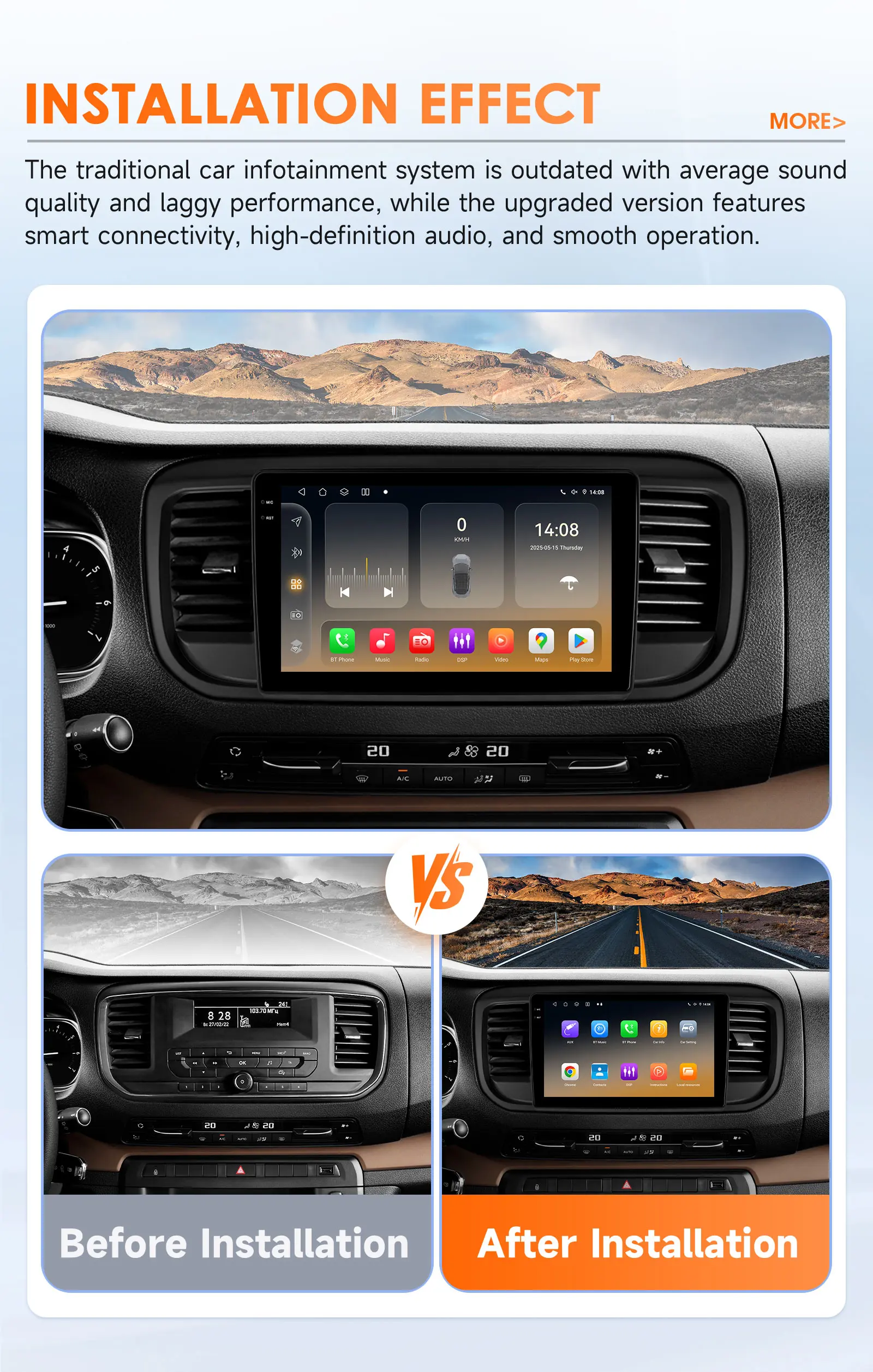 Hizpo Wireless CarPlay Android Auto For Peugeot Expert 3 Citroen Jumpy 3 SpaceTourer 2016 - 2021 Car Radio Multimedia Video GPS