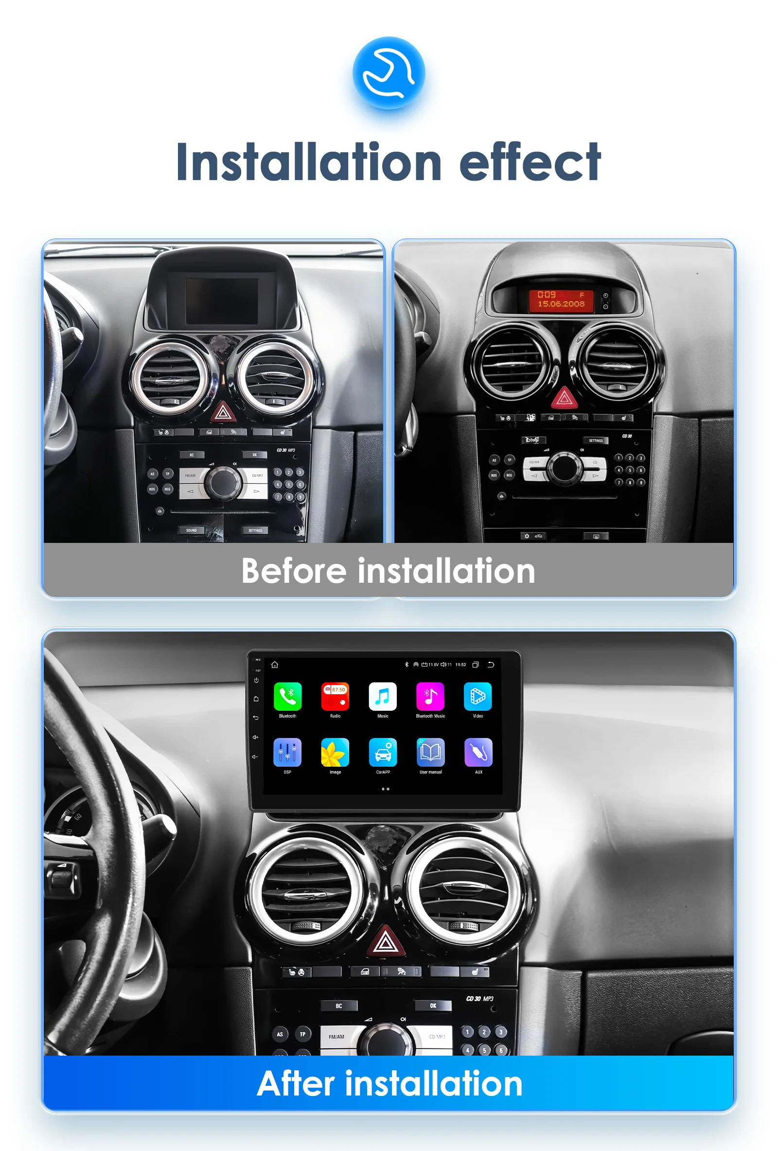 9" Hizpo CarPlay Android Auto Car Radio for Opel Corsa D 2007 - 2012 Hatchback 4G BT GPS RDS DSP SWC UI8581 Intelligent System