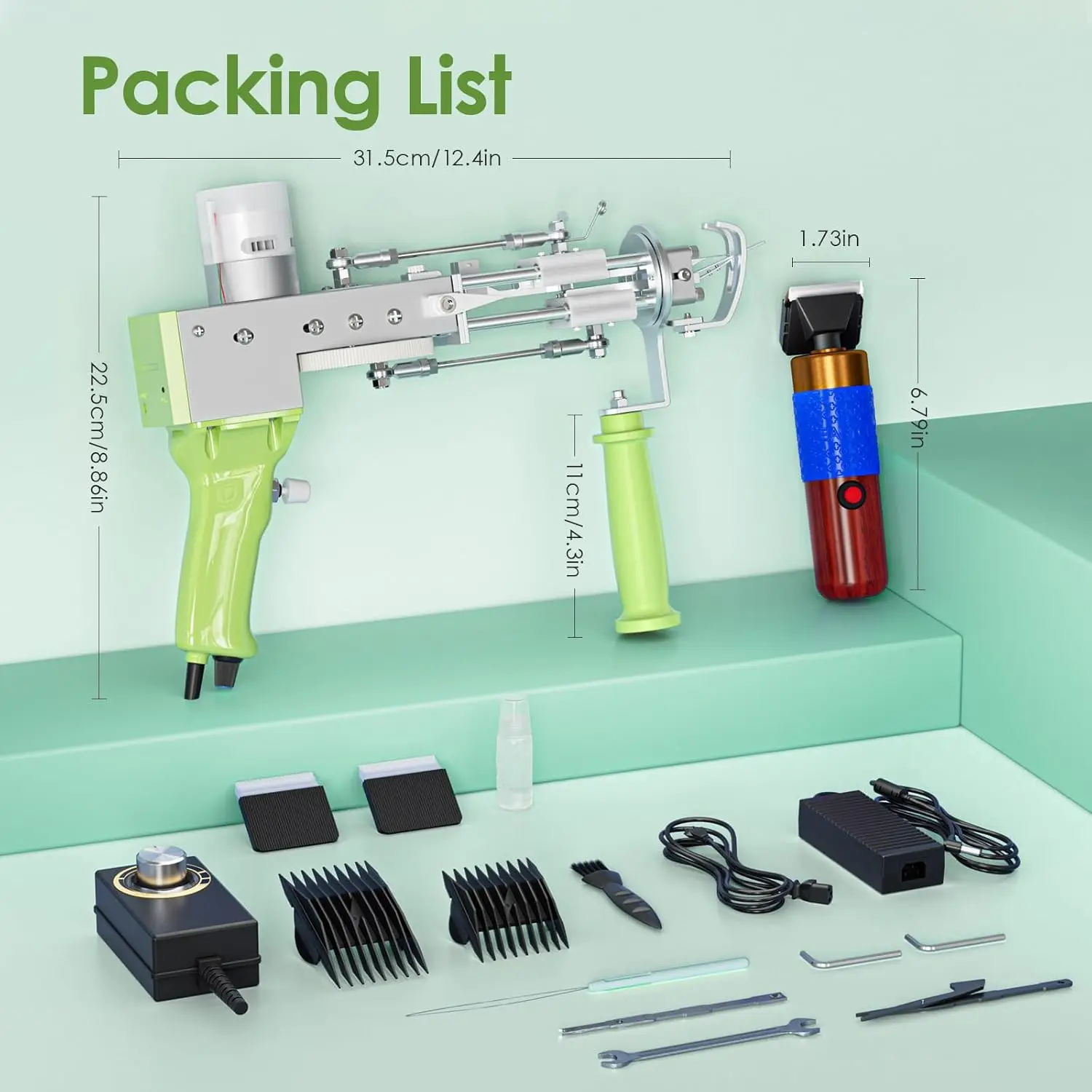 2in1 tufting gun, Aomdom tufting gun electric 7-21mm tufting gun 5-40mm/s cutting pile and ring pile tufting gun set